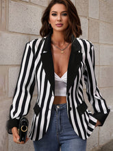Aurohaya Women’s Striped Blazer Long Sleeve Boyfriend Style Casual Fashion Jacket